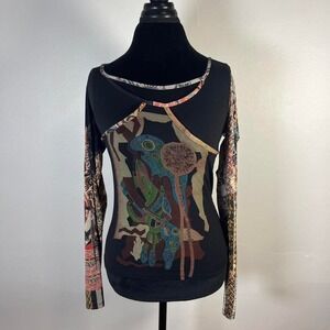 Euro Y2K Vintage Save the Queen Abstract long sleeve top